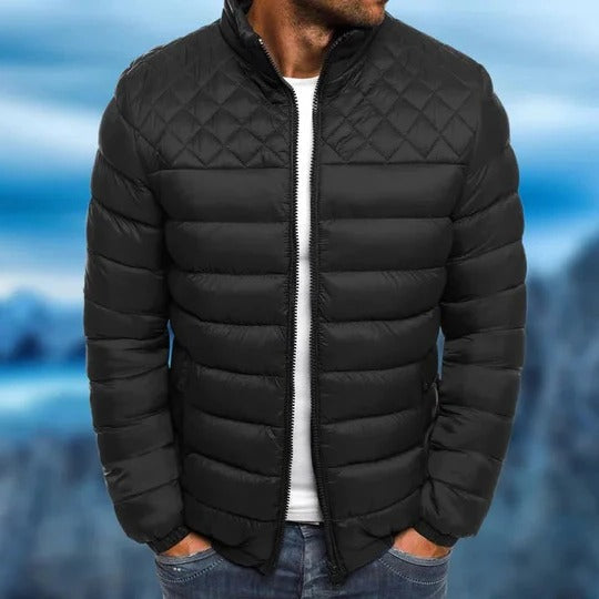 Orsenvi men's navy quilted puffer jacket water-resistant windproof lightweight slim fit