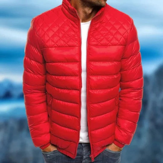 Orsenvi men's navy quilted puffer jacket water-resistant windproof lightweight slim fit