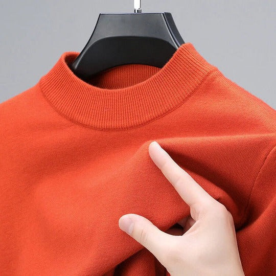 Men's ivory cashmere pullover sweater structured straight-hem silhouette semi-formal everyday luxury