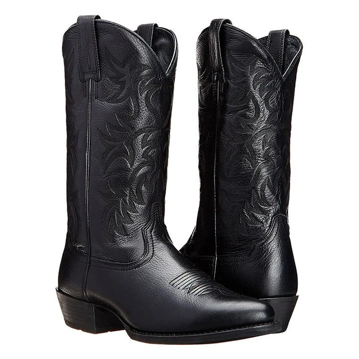 Orsenvi Men's Mid Calf Cowboy Boots With Classic Western Stitching