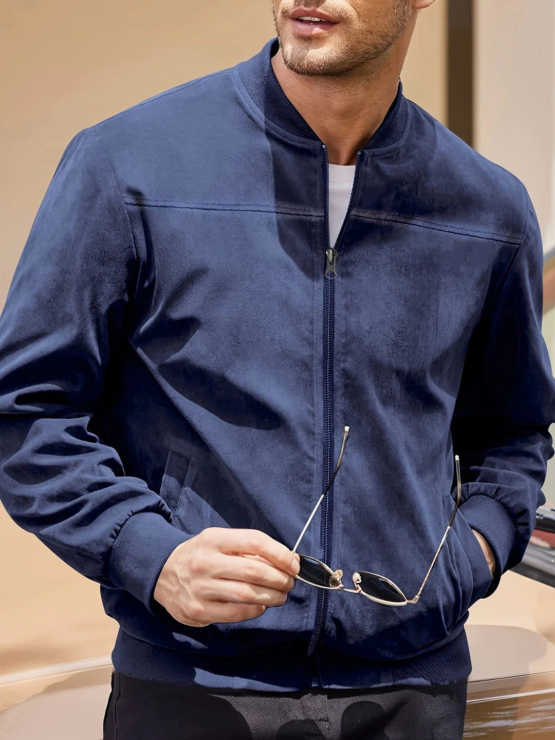 Orsenvi Mens Full Zip Lightweight Jacket Stand Up Collar