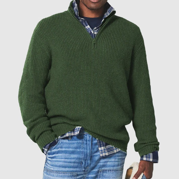 Orsenvi Men's Half-Zip Rib Knit Sweater
