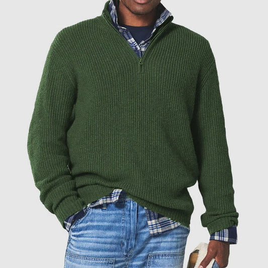 Orsenvi Men's Half-Zip Rib Knit Sweater