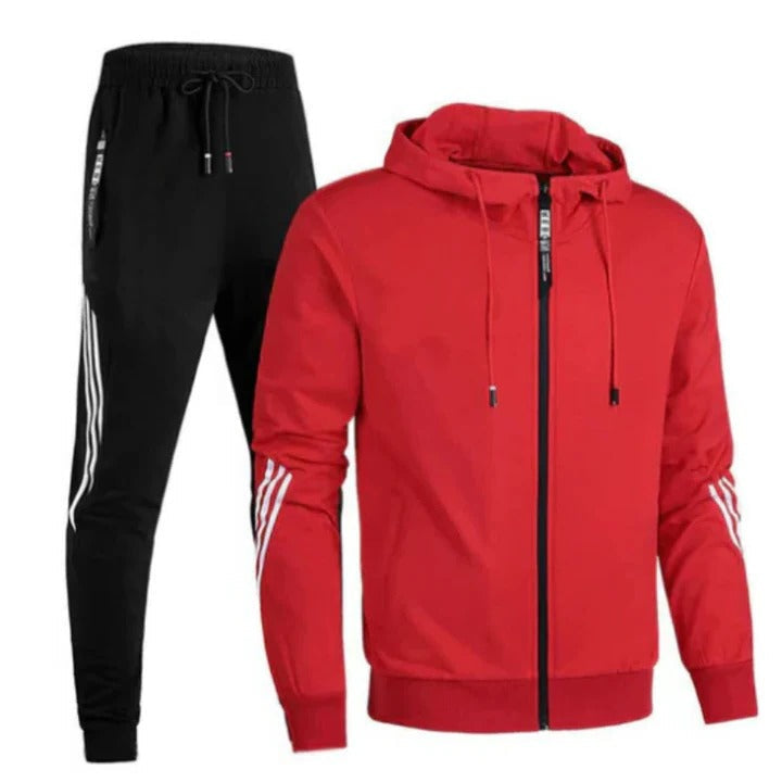 Men's slim fit two-piece tracksuit set with zip hoodie and joggers for training wear