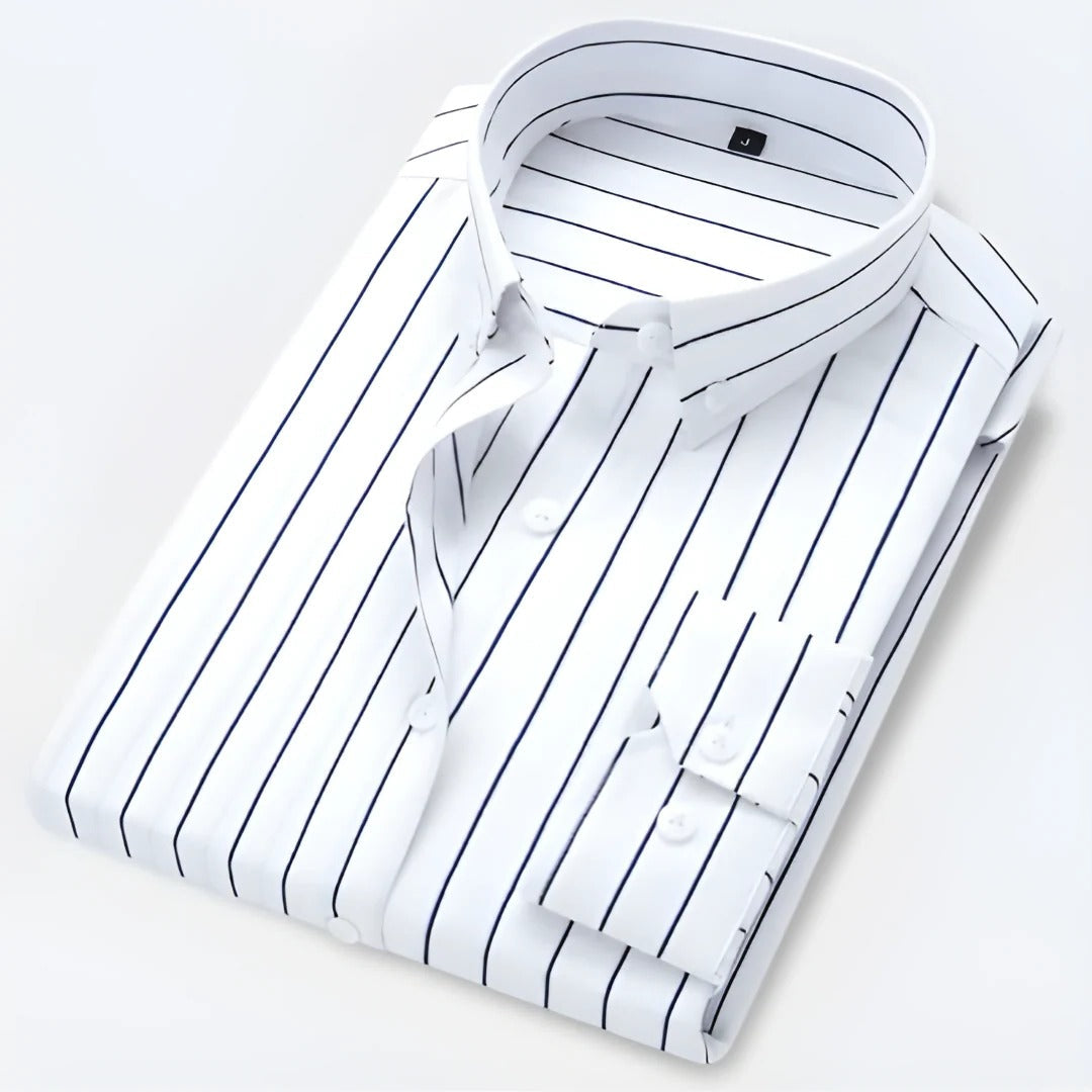 Orsenvi Men's Classic Long Sleeve Striped Button-Down Shirt