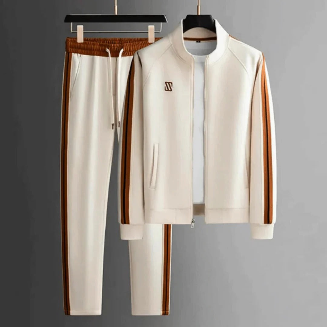 Men's slim fit zip-up tracksuit set jacket and joggers athletic sportswear two-piece