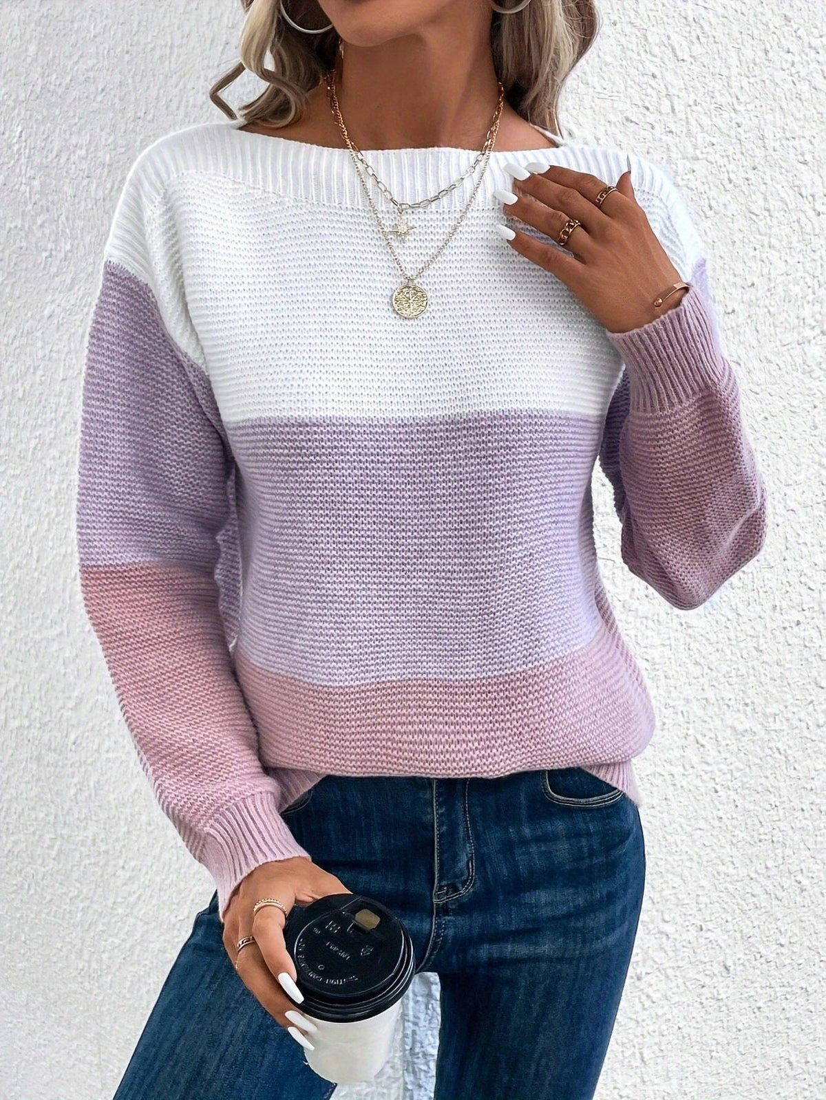 Juliana™ elegant ribbed sweater in neutral tones, slim-fit silhouette with refined knit texture