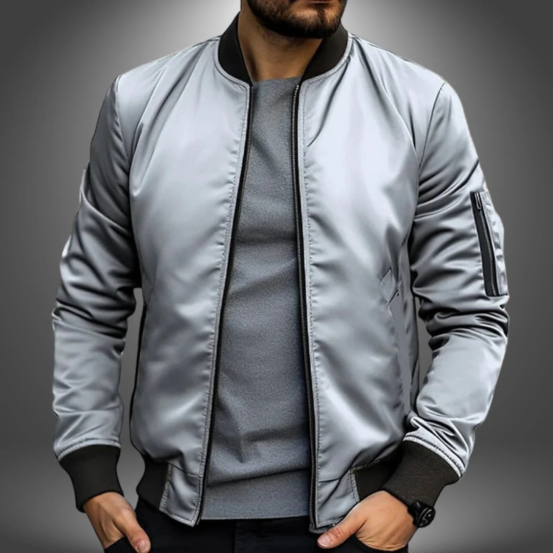 Orsenvi men's navy bomber jacket classic silhouette ribbed cuffs versatile office-to-weekend style