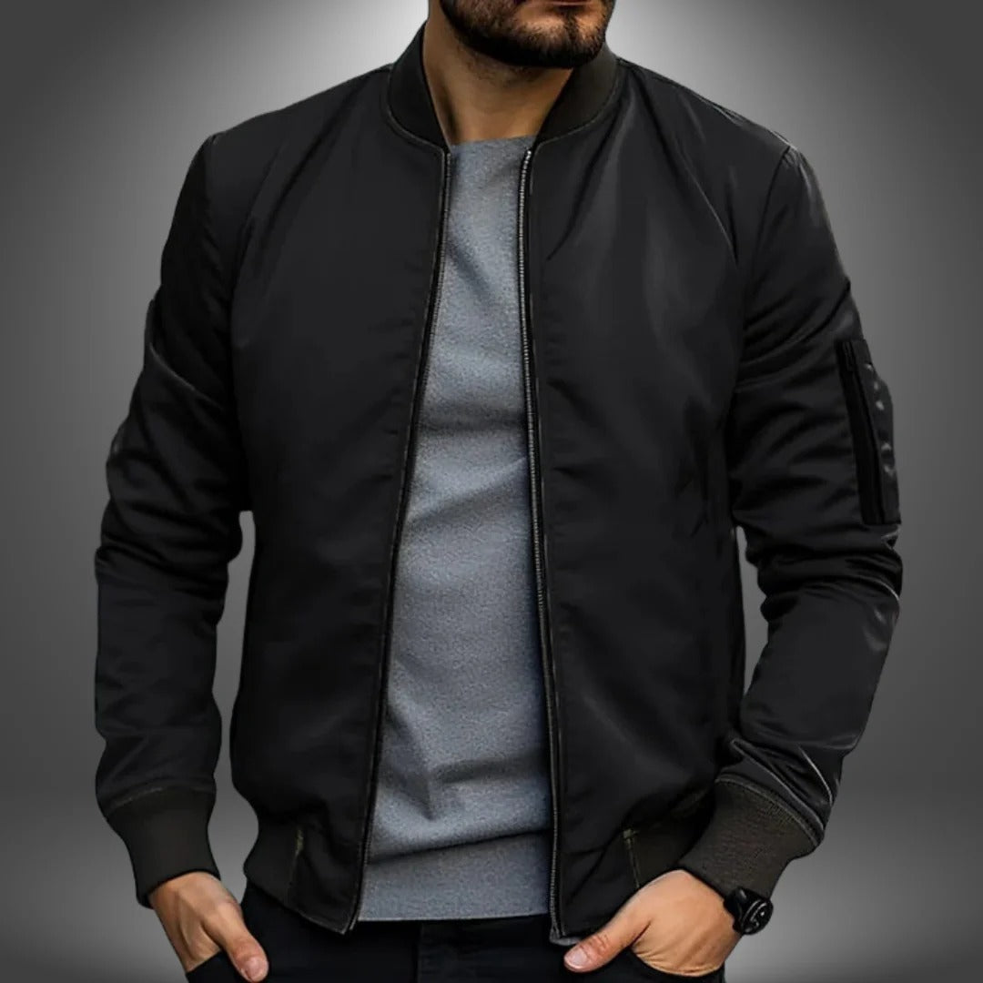 Orsenvi men's navy bomber jacket slim silhouette ribbed cuffs office-to-weekend versatile layer