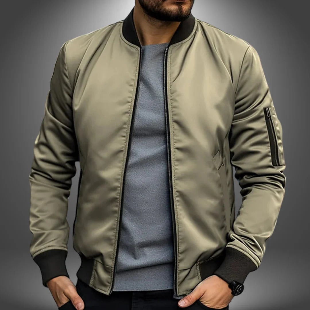 Orsenvi men's navy bomber jacket classic silhouette ribbed cuffs versatile office-to-weekend style
