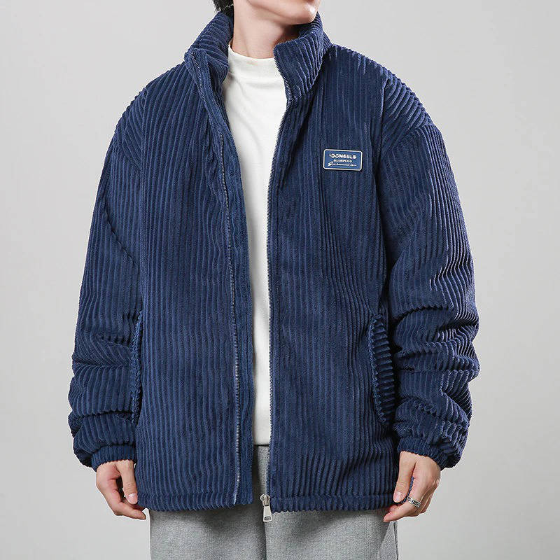 Orsenvi Men's Corduroy Puffer Jacket Warm Insulated Coat Plush