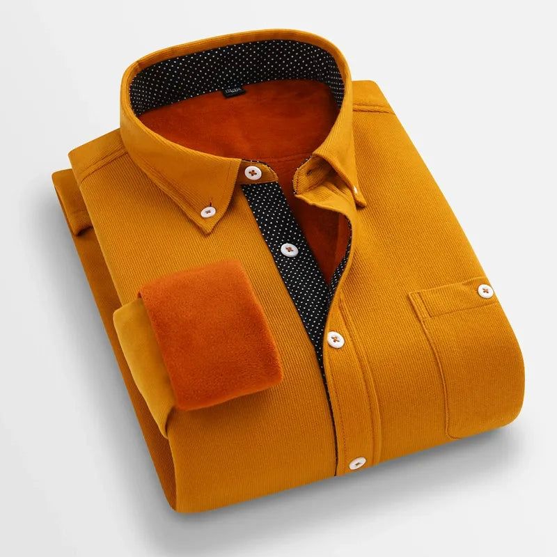 Mustard Corduroy Mens Shirt Long Sleeve