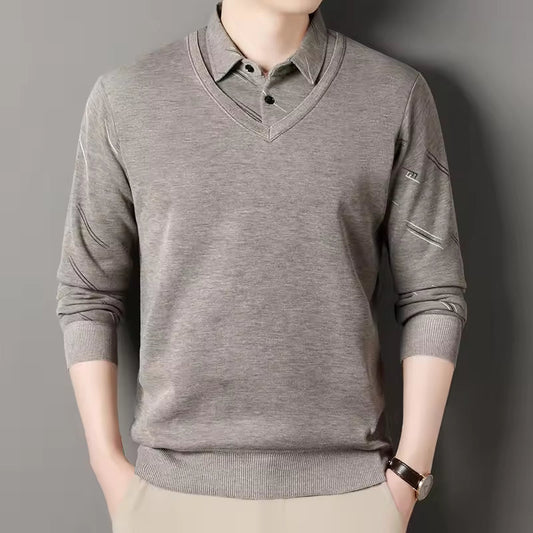 Mens Regular Fit Fleece Lined Knit Pullover Sweater