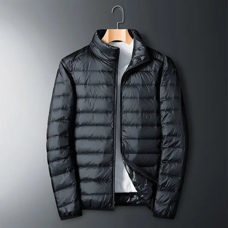Men's Puffer Jacket Regular Fit Quilted Nylon Full Zip Stand Collar