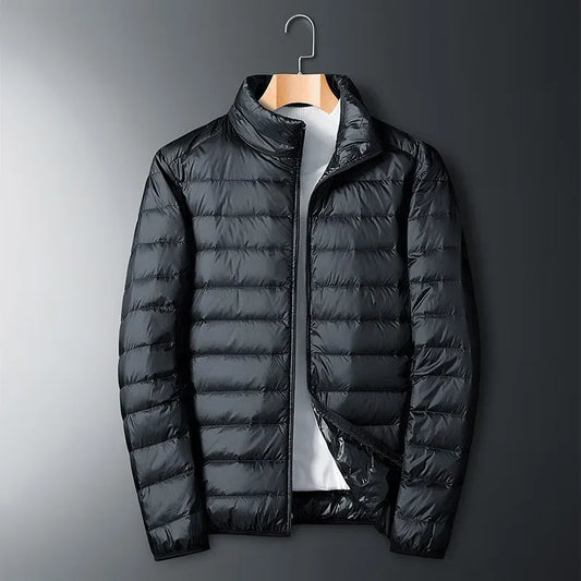 Men's Puffer Jacket Regular Fit Quilted Nylon Full Zip Stand Collar