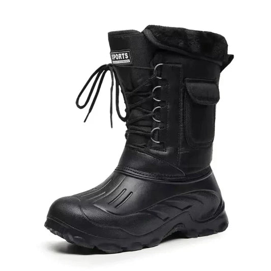 Men's Mid Calf Boots Faux Fur Lined Water Resistant Lace Up EVA Sole