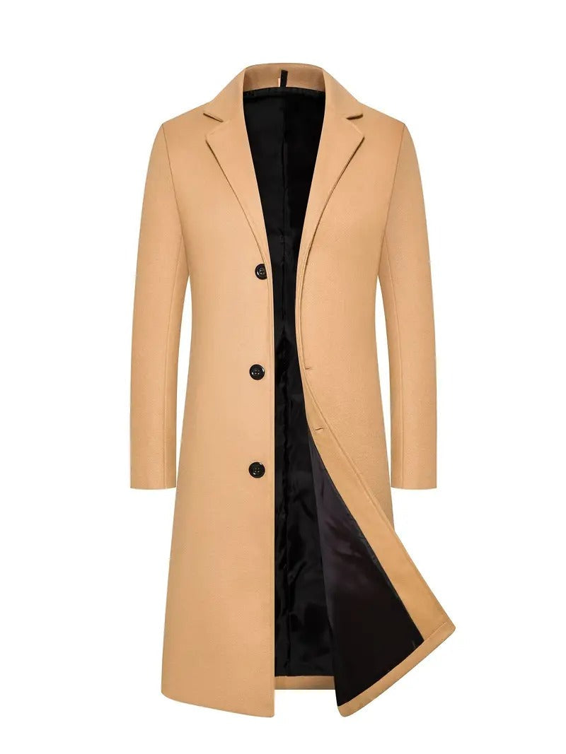 Orsenvi Mens Camel Wool Topcoat