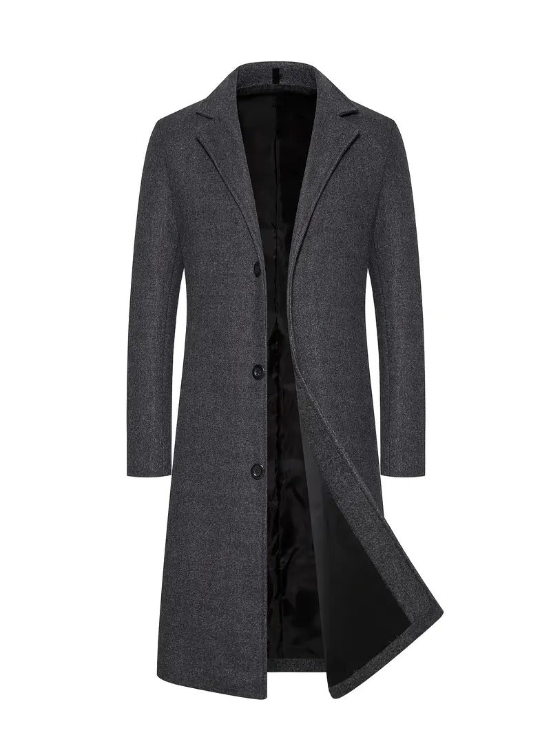 Orsenvi men's camel wool topcoat mid-length classic silhouette with timeless elegance for work