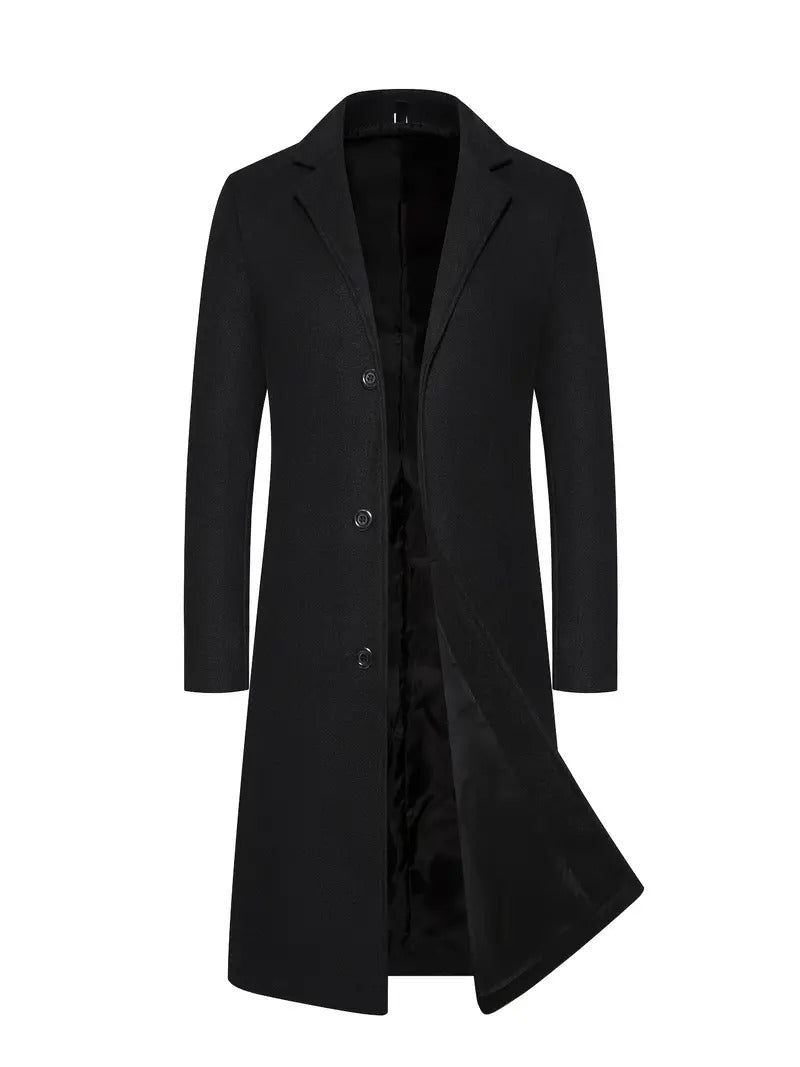 Orsenvi men's camel wool topcoat mid-length classic silhouette with timeless elegant cut