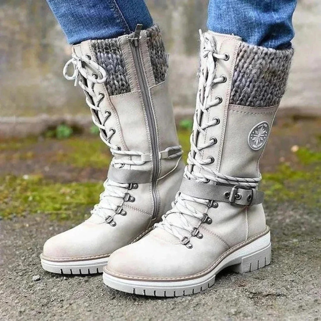 Women’s Knee-High Boots – Lace-Up Front