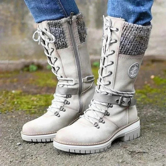 Women’s Knee-High Boots – Lace-Up Front