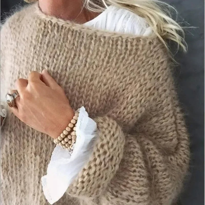 Kerry lightweight knitted sweater in soft neutral tones, slim-fit layering style with cozy ribbed texture