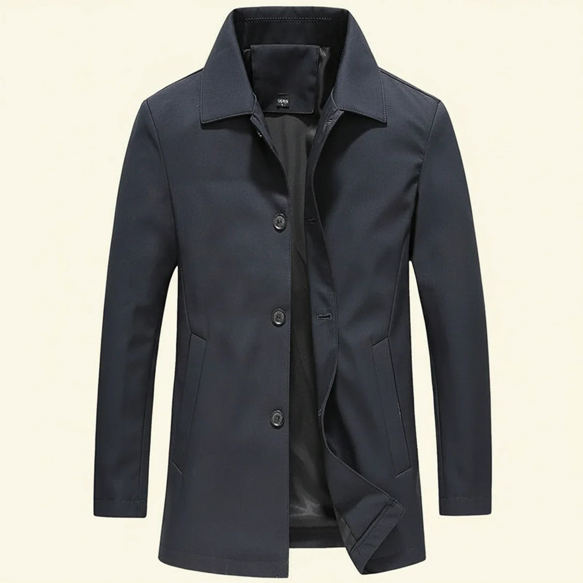 Orsenvi Men's Minimalist Mid-Length Overcoat
