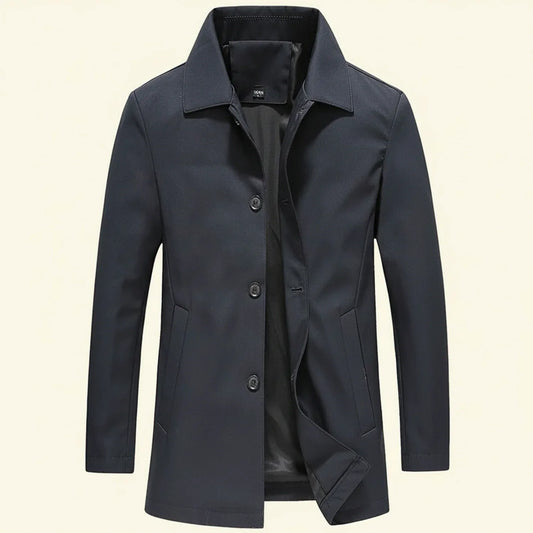 Orsenvi Men's Minimalist Mid-Length Overcoat