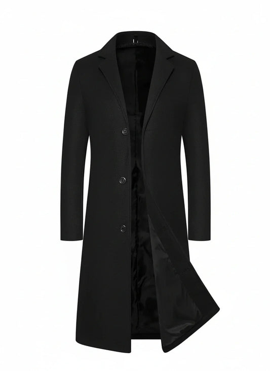 Orsenvi Men's Formal Long Overcoat Notch Lapel Warmth