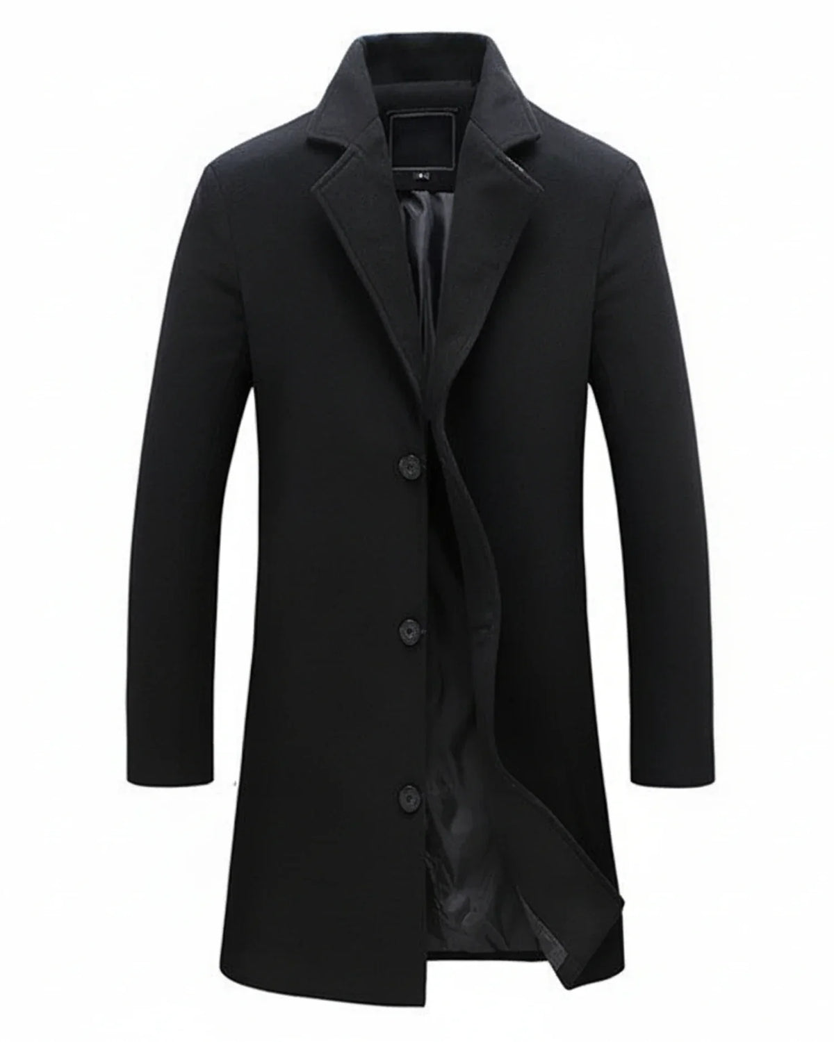 Mens Classic Long Overcoat Orsenvi Notch Lapel Button Front Versatile