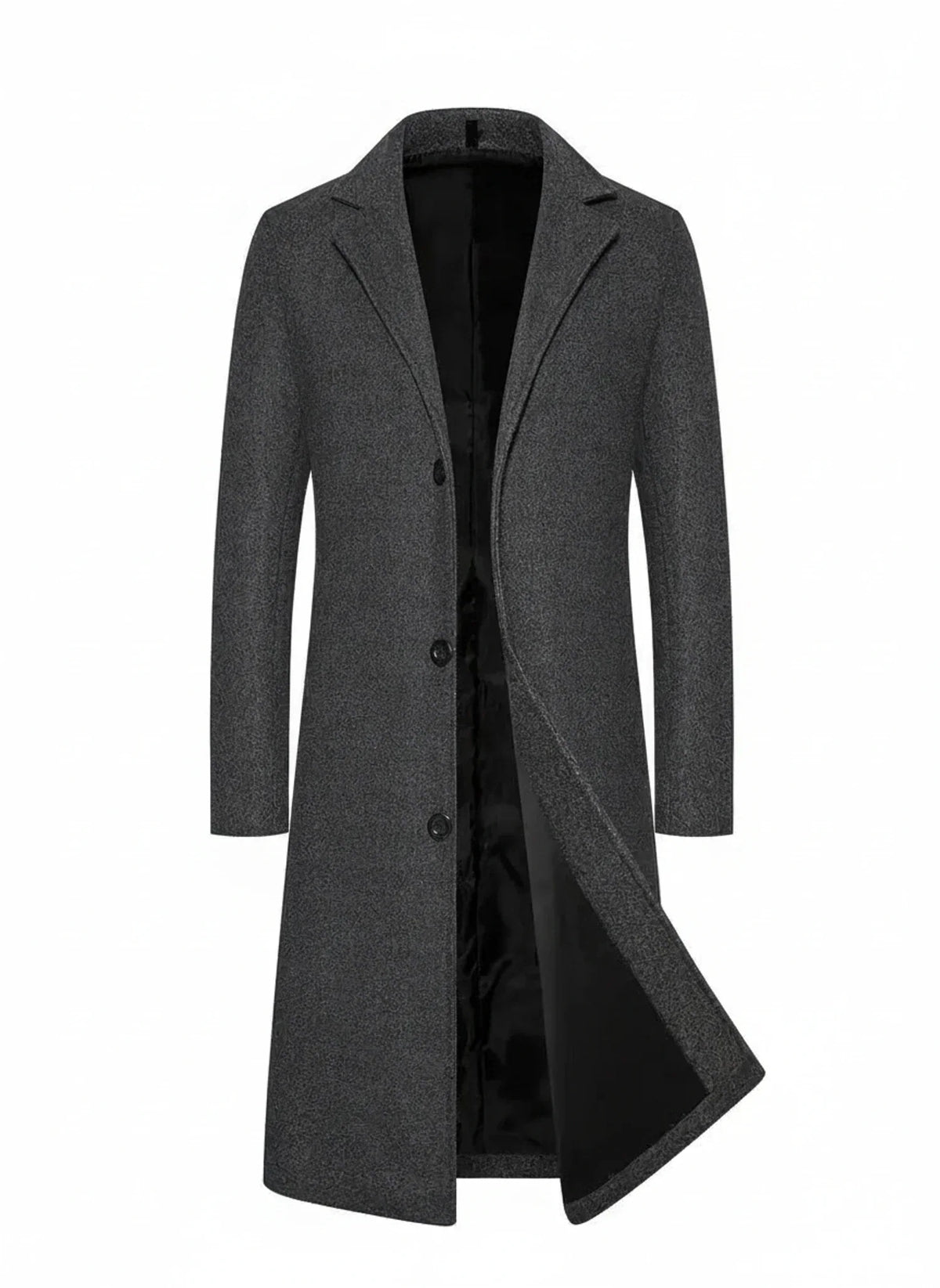 Orsenvi men's formal longline overcoat notch lapel classic tailored wool-blend warm coat