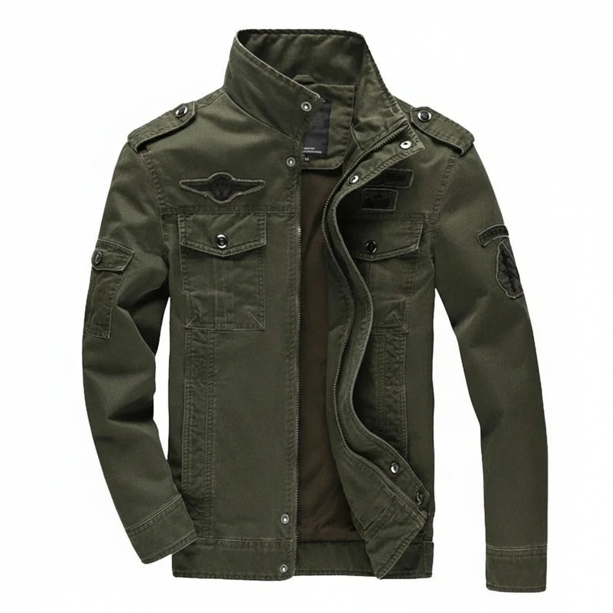 Orsenvi Men's Military Field Jacket Stand Collar Epaulettes Flap