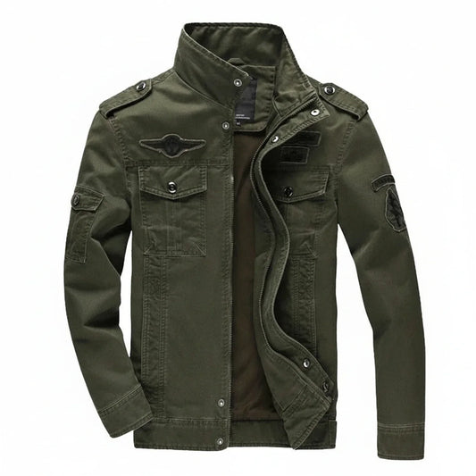 Orsenvi Men's Military Field Jacket Stand Collar Epaulettes Flap
