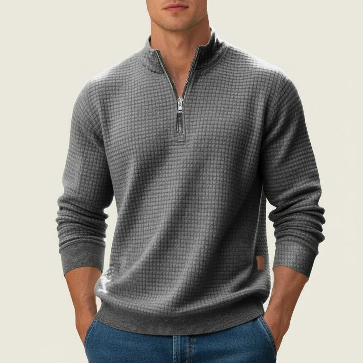 Orsenvi Men's Quarter Zip Pullover Sweater With Textured Finish