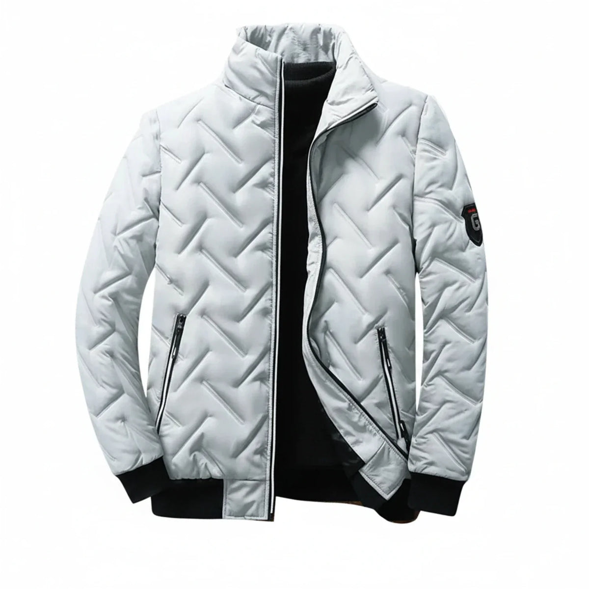 Men's slim fit quilted puffer jacket with stand collar, lightweight insulated layer for everyday wear