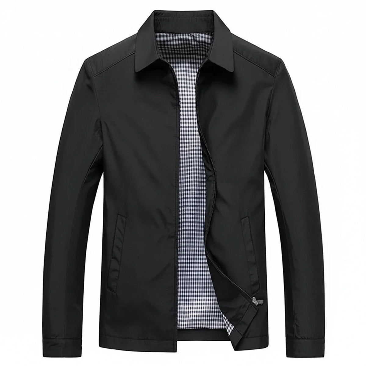 Orsenvi Men's Lightweight Zip-Up Jacket Plaid Lining