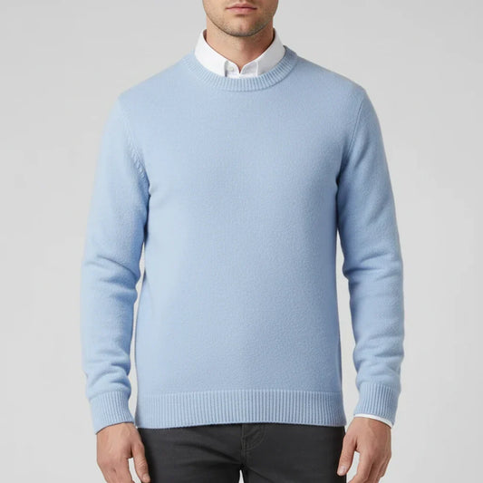 Men's Light Blue Crew Neck Knit Sweater Regular Fit