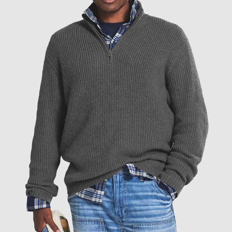 Orsenvi George Men's Cashmere Blend Quarter-Zip Sweater