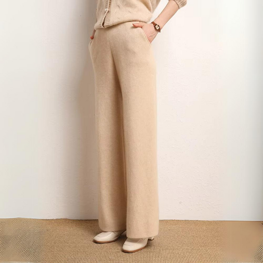 Clara Knit Wide Leg Trousers In Soft Wool And Cashmere Blend
