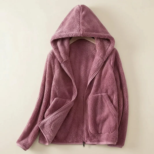 Orsenvi Women's Hooded Fleece Jacket Cozy Zip Up Relaxed Fit