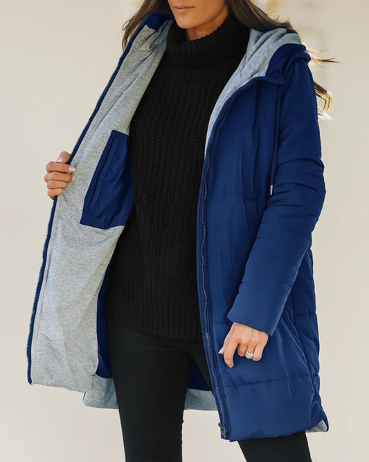 Orsenvi Womens Long Quilted Puffer Jacket With Hood Warm Winter Coat