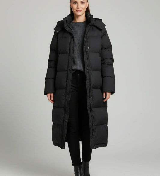 Orsenvi Women Long Hooded Puffer Coat For All Day Warmth