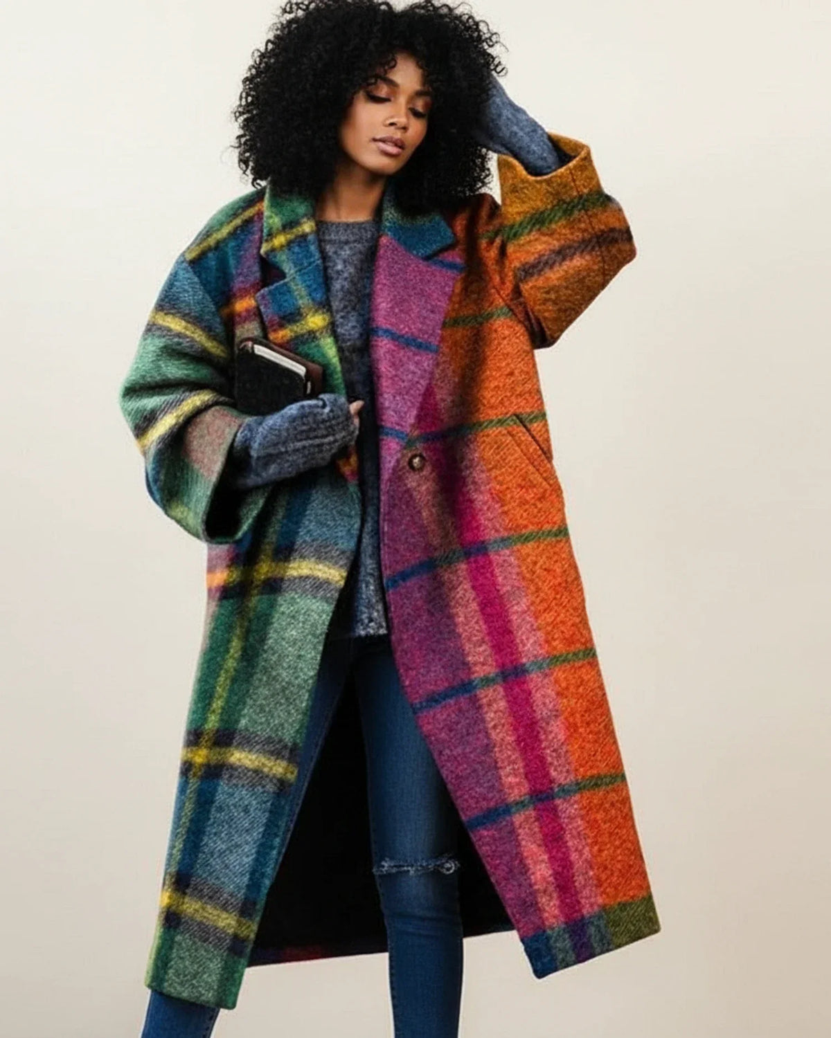 Orsenvi Colorful Long Winter Coat Oversized For Women