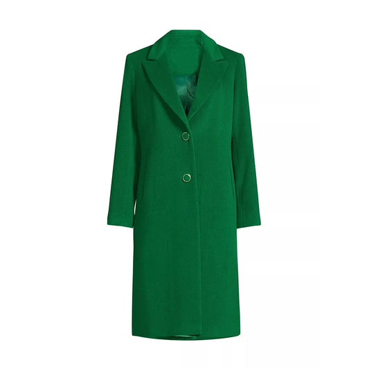 Orsenvi Women's Green Long Wool Coat Single Breasted Warmth and Luxe